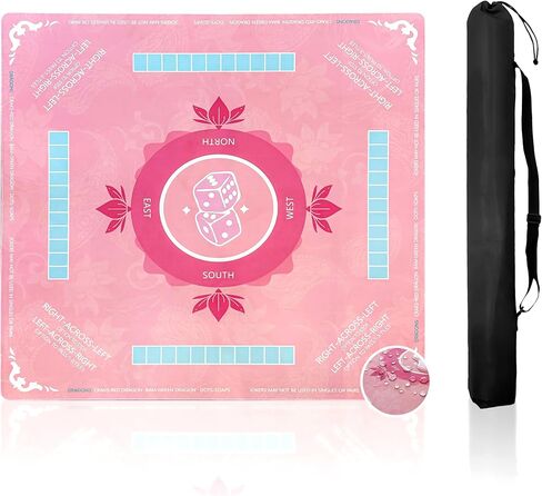 Mahjong Mat for Table Waterproof Anti-Wrinkle No Creases 31.5"" Anti-Slip Noise-Reducing Game Mat Table Cover for Mahjong Poker Board Games Dominoes (Pink) in Saudi Arabia