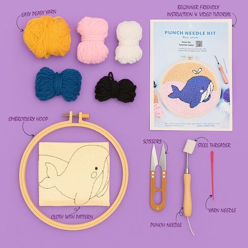 MayAnC Neko Plush Toy DIY Punch Needle Kit for Beginners, Embroidery Starter Kit with Step by Step Video Instruction for Beginners Starter, Healing Weave Punch Stitching Kit in Saudi Arabia