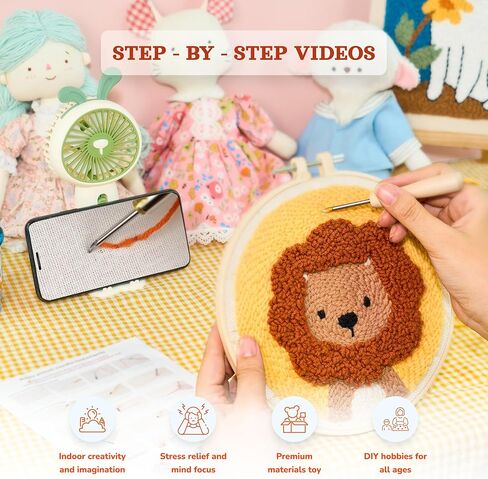 MayAnC Neko Plush Toy DIY Punch Needle Kit for Beginners, Embroidery Starter Kit with Step by Step Video Instruction for Beginners Starter, Healing Weave Punch Stitching Kit in Saudi Arabia