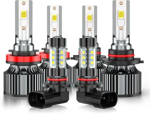 مجموعة مصابيح الهالوجين الأمامية متوافقة مع Toyota Camry High and Low Beams 2007 2008 2009 2010 2011 2012 2013 2014 2015 2016 2017 2018، 5500K أبيض، سطوع 300%، التوصيل والتشغيل، 4 عبوات in Kuwait