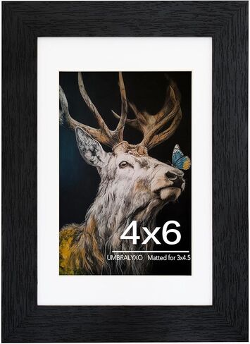 إطار صورة مقاس 5x7، إطارات صور من الخشب الصلب مع زجاج شبكي، عرض 4x6 مع حصيرة أو 5x7 بدون حصيرة، إطار صورة لعرض الطاولة والجدار، حزمة واحدة، أسود in Kuwait