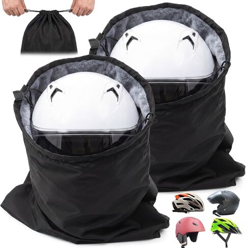 2 Pcs Hockey Helmet Bag with Fleece Lining, Waterproof, Microfiber, with Drawstring Locking, Large Capacity, Lightweight, for Sports Hockey Football Welding Motorcycle Bicycle Helmet in Saudi Arabia