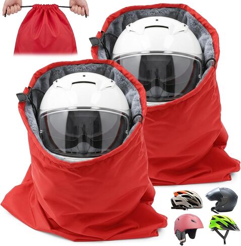 2 Pcs Hockey Helmet Bag with Fleece Lining, Waterproof, Microfiber, with Drawstring Locking, Large Capacity, Lightweight, for Sports Hockey Football Welding Motorcycle Bicycle Helmet in Saudi Arabia
