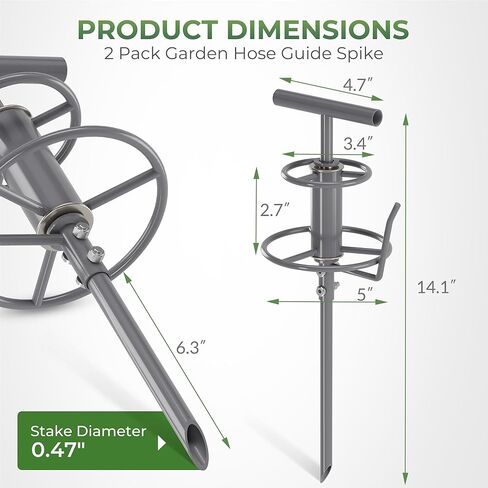 Walensee 32 بوصة دليل خرطوم الحديقة سبايك الزاوية اليمنى خرطوم سحب الوقوف، بكرة خرطوم معدنية شديدة التحمل لزاوية الحديقة بكرة خرطوم الري المساعدة، معدات سقي الحديقة والحديقة، حامي زهرة النبات in Kuwait