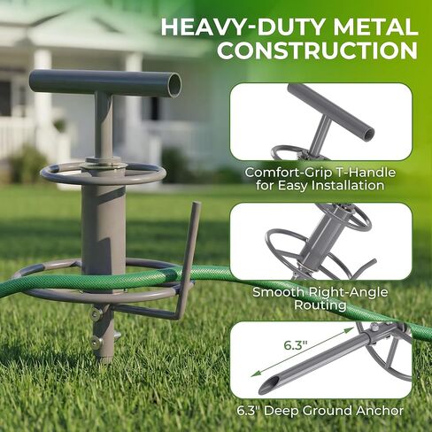 Walensee 32 بوصة دليل خرطوم الحديقة سبايك الزاوية اليمنى خرطوم سحب الوقوف، بكرة خرطوم معدنية شديدة التحمل لزاوية الحديقة بكرة خرطوم الري المساعدة، معدات سقي الحديقة والحديقة، حامي زهرة النبات in Kuwait