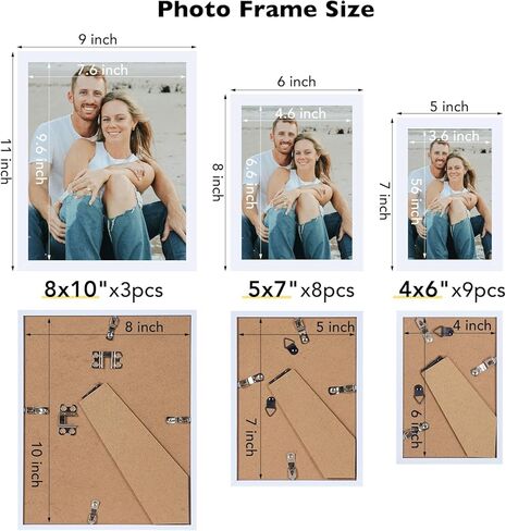 20 Packs Picture Frames Collage Wall Decor for Wall Hanging or Tabletop Display, Gallery Wall Frame Set for Family, Multi Sizes Photo Frames Collage Including 3Pcs 8x10, 8Pcs 5x7, 9Pcs 4x6, Black in Saudi Arabia