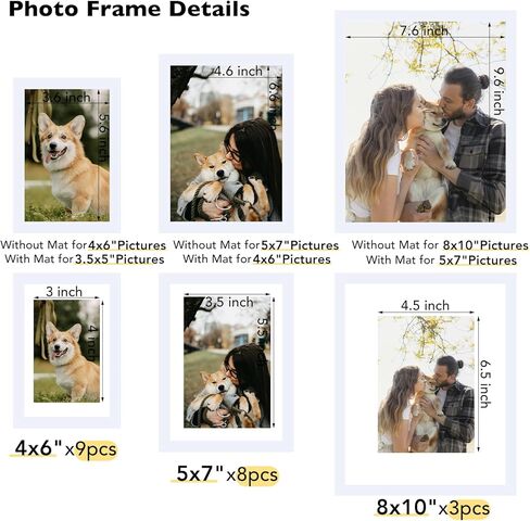 20 Packs Picture Frames Collage Wall Decor for Wall Hanging or Tabletop Display, Gallery Wall Frame Set for Family, Multi Sizes Photo Frames Collage Including 3Pcs 8x10, 8Pcs 5x7, 9Pcs 4x6, Black in Saudi Arabia