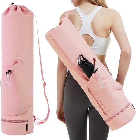 Yoga Mat Bag Yoga Mat Carrier Bag with Water Bottle Pocket and Bottom Wet Pocket Waterproof Yoga Mat Carry Bag Multi-Functional Storage Bag for Women Men in Saudi Arabia