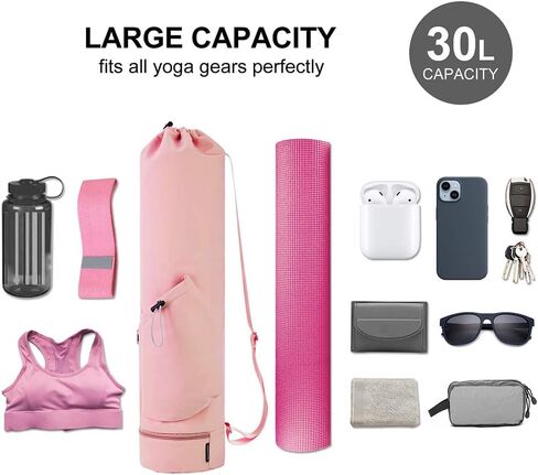 Yoga Mat Bag Yoga Mat Carrier Bag with Water Bottle Pocket and Bottom Wet Pocket Waterproof Yoga Mat Carry Bag Multi-Functional Storage Bag for Women Men in Saudi Arabia
