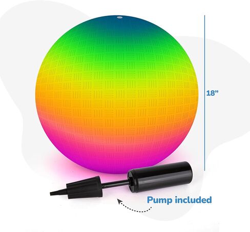 ArtCreativity Rainbow Playground Ball for Kids with Hand Pump, Bouncy 18 Inch Rubber Kick Ball for Backyard, Park & Beach Outdoor Fun, Beautiful Rainbow Colors, Durable Outdoor Toys for Boys & Girls in Saudi Arabia