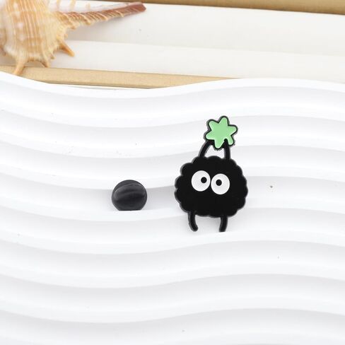 PLITI Anime Inspired Gift Dust Elf Gift Soot Sprite Brooch Pin Soot Cartoon Movie Lover Gifts No Face Ghibli Anime Gifts in Saudi Arabia