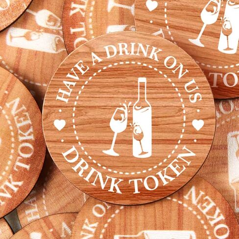 Marsui 200 Pcs Drinks Tokens Bulk Wooden Tokens for Events Rustic Wood Drinks Token Hearts Vintage Drink Token Tickets for Wedding Favours Beverage Birthday Parties Bar Table Decoration Supplies in Saudi Arabia