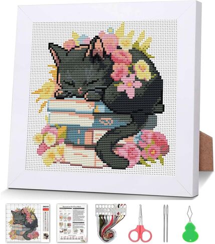 VIGEGU Cross Stitch Kits for Beginners,Salamander Stamped Cross Stitch for Adults with Framed,Crafts for Girls 8-12 Embroidery Kit Partial 11CT Cross-Stitch Arts and Crafts for Adults 6.7x6.7inch in Saudi Arabia