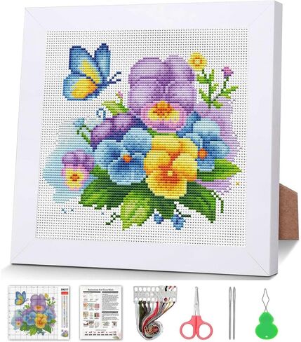 VIGEGU Cross Stitch Kits for Beginners,Salamander Stamped Cross Stitch for Adults with Framed,Crafts for Girls 8-12 Embroidery Kit Partial 11CT Cross-Stitch Arts and Crafts for Adults 6.7x6.7inch in Saudi Arabia