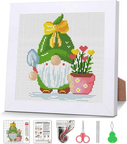 VIGEGU Cross Stitch Kits for Beginners,Salamander Stamped Cross Stitch for Adults with Framed,Crafts for Girls 8-12 Embroidery Kit Partial 11CT Cross-Stitch Arts and Crafts for Adults 6.7x6.7inch in Saudi Arabia