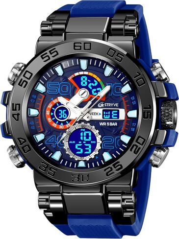 FANMIS Men's Watches Sports Military Watches Waterproof Color Designer Large Face Digital Analog Tactical Outdoor Men's Wristwatches-Chronograph Dual Time LED Alarm Stopwatch in Saudi Arabia
