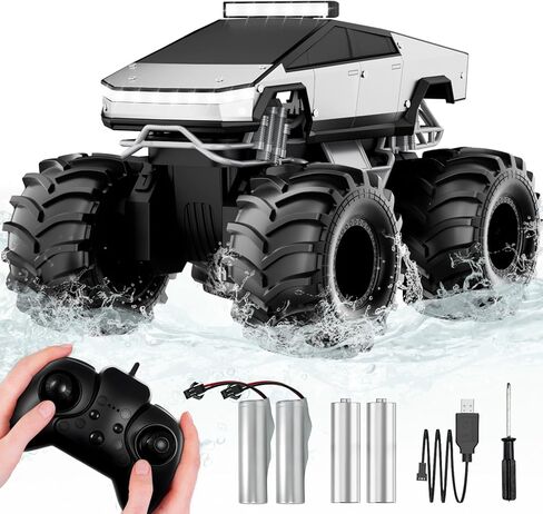Police Remote Control Car, 1:18 Cyber Truck Remote Control Car, 2.4 GHz Waterproof Amphibious RC Cars, 4WD All Terrain Off-Road Pickup, 360° Rotatable Monster Truck Toys for Boys RC Cars Ages 6+ in Saudi Arabia