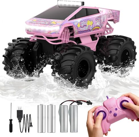 Police Remote Control Car, 1:18 Cyber Truck Remote Control Car, 2.4 GHz Waterproof Amphibious RC Cars, 4WD All Terrain Off-Road Pickup, 360° Rotatable Monster Truck Toys for Boys RC Cars Ages 6+ in Saudi Arabia