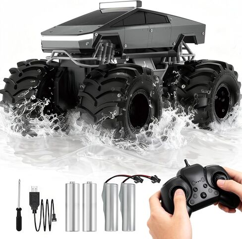 Police Remote Control Car, 1:18 Cyber Truck Remote Control Car, 2.4 GHz Waterproof Amphibious RC Cars, 4WD All Terrain Off-Road Pickup, 360° Rotatable Monster Truck Toys for Boys RC Cars Ages 6+ in Saudi Arabia