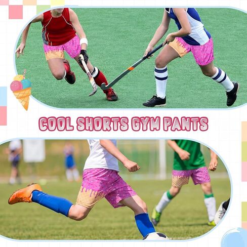 Janmercy Ice Cream Mesh Shorts Waffle Quick Dry Athletic Shorts Elastic Waist Gym Baseball Workout Running Pants with Pockets in Saudi Arabia