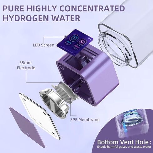 Hydrogen Water Bottle Deluxe Version, Up to 9000ppb Concentration, Upgrade Smart Touchscreen Control SPE Hydrogen Generator with LED Display Portable Hydrogen Water Machine in Saudi Arabia