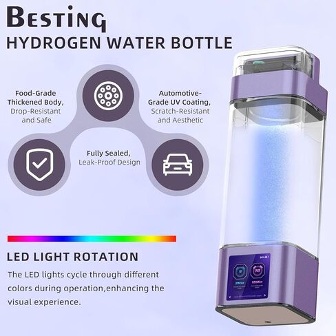 Hydrogen Water Bottle Deluxe Version, Up to 9000ppb Concentration, Upgrade Smart Touchscreen Control SPE Hydrogen Generator with LED Display Portable Hydrogen Water Machine in Saudi Arabia