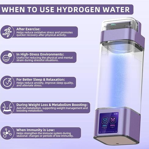 Hydrogen Water Bottle Deluxe Version, Up to 9000ppb Concentration, Upgrade Smart Touchscreen Control SPE Hydrogen Generator with LED Display Portable Hydrogen Water Machine in Saudi Arabia