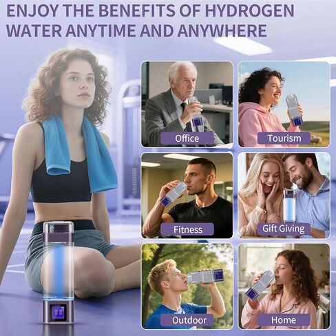 Hydrogen Water Bottle Deluxe Version, Up to 9000ppb Concentration, Upgrade Smart Touchscreen Control SPE Hydrogen Generator with LED Display Portable Hydrogen Water Machine in Saudi Arabia