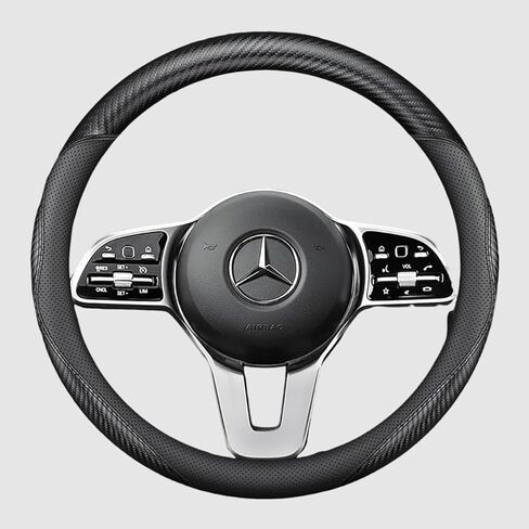 غطاء عجلة قيادة السيارة من جلد نابا لسيارة Tesla Model 3/Y 2016-2025 2026 Prius Civic Mini - ملحقات حماية عجلة السيارة المضادة للانزلاق 14 بوصة - 14 1/4 بوصة مقاس صغير (أسود، حجم صغير [14 بوصة - 14 1/4 بوصة]) in Kuwait