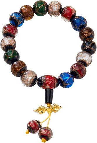 Vajra Protection Bracelet Tibetan Dorje Glass Bead Crystal Feng Shui Jewelry for Men Women, Temple Sacred Incense Ash Bracelet for Positive Energy, Meditation Spiritual Charms Adjustable Unisex Gift in Saudi Arabia