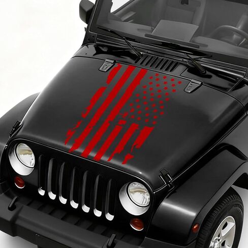 Distressed USA US Flag Sticker for Car Hood, Automotive Decals, 11.81"x23.62" Hood Decal for Window Bumper, Car Accessories Waterproof US Flag Graphic Sticker for Sedan SUV Truck (Orange) in Saudi Arabia