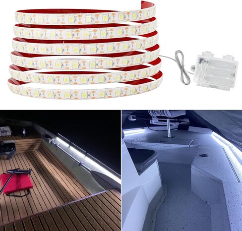 أضواء قارب عائم تعمل بالبطارية، شريط LED بحري لقارب البط باس الشراع، شرائط أضواء لاسلكية مقاومة للماء لأضواء سطح السفينة الداخلية، ملحقات القوارب، أحمر، 5 متر (16.4 قدم) in Kuwait