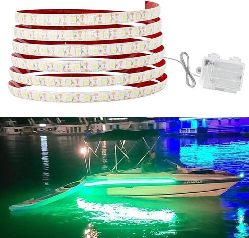 أضواء قارب عائم تعمل بالبطارية، شريط LED بحري لقارب البط باس الشراع، شرائط أضواء لاسلكية مقاومة للماء لأضواء سطح السفينة الداخلية، ملحقات القوارب، أحمر، 5 متر (16.4 قدم) in Kuwait