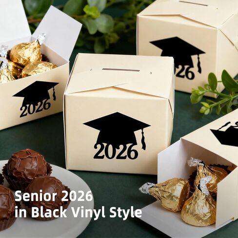 50 Pack Class of 2026 Graduation Hat Stickers – Black Vinyl Grad Cap Labels for Invitations, Envelopes, Tumblers & Party Favors – 2 x 1.26 Inch Class of 2026 Stickers in Saudi Arabia