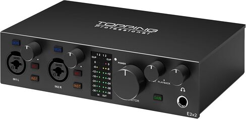 TOPPING E4X4 Pre USB Audio Interface - Dual USB-C Ports, 24bit/192kHz, 4IN/4OUT, Dual Headphone Outputs, Low Noise, Real-Time Monitoring, Mixer, for PC, Mac, iPhone, Professional Recording(Black) in Saudi Arabia