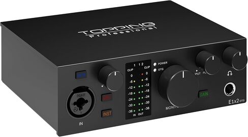 TOPPING E4X4 Pre USB Audio Interface - Dual USB-C Ports, 24bit/192kHz, 4IN/4OUT, Dual Headphone Outputs, Low Noise, Real-Time Monitoring, Mixer, for PC, Mac, iPhone, Professional Recording(Black) in Saudi Arabia