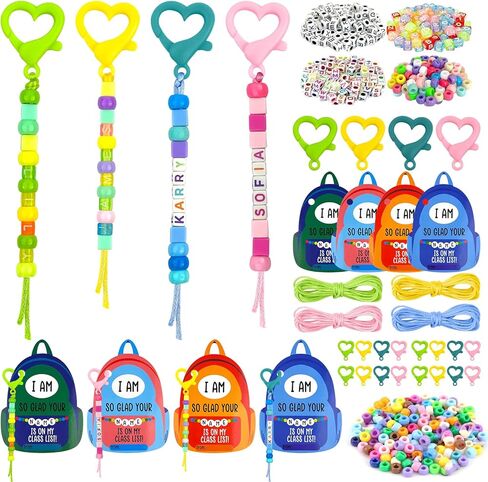 36 Set Valentine's Day DIY Keychain Making Crafts Kit Heart Key Ring Accessories Schoolbag Cards Colored Rope Letter and Heart Shape Beads for DIY Crafts Jewelry Making Keychains Valentine's Day Gift in Saudi Arabia