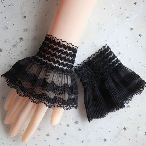 1Pair Fake Sleeve Universal Ruffles Elbow Sleeve Gloves Sweater Decorative Arm Cover Lace Cuffs for Crafts & Sewing in Saudi Arabia