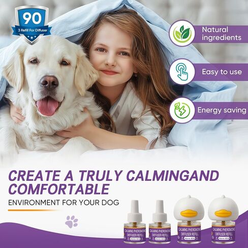Dog Calming Diffuser - Pheromone Diffuser, Vet-Recommended Anxiety Aid for Indoor Behavior Support, Reduces Barking, Chewing & Separation Stress, 60-Day Refill Kit, Natural Formula in Saudi Arabia