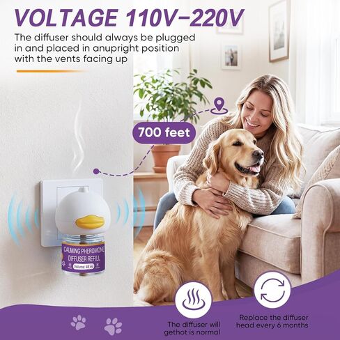 Dog Calming Diffuser - Pheromone Diffuser, Vet-Recommended Anxiety Aid for Indoor Behavior Support, Reduces Barking, Chewing & Separation Stress, 60-Day Refill Kit, Natural Formula in Saudi Arabia