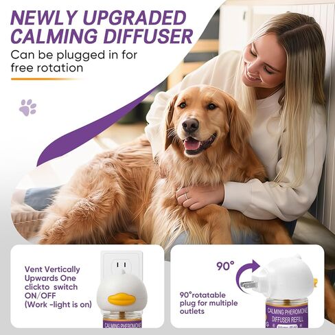 Dog Calming Diffuser - Pheromone Diffuser, Vet-Recommended Anxiety Aid for Indoor Behavior Support, Reduces Barking, Chewing & Separation Stress, 60-Day Refill Kit, Natural Formula in Saudi Arabia