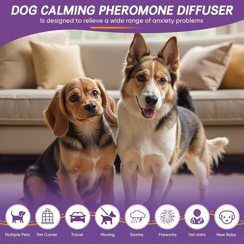 Dog Calming Diffuser - Pheromone Diffuser, Vet-Recommended Anxiety Aid for Indoor Behavior Support, Reduces Barking, Chewing & Separation Stress, 60-Day Refill Kit, Natural Formula in Saudi Arabia