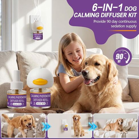 Dog Calming Diffuser - Pheromone Diffuser, Vet-Recommended Anxiety Aid for Indoor Behavior Support, Reduces Barking, Chewing & Separation Stress, 60-Day Refill Kit, Natural Formula in Saudi Arabia