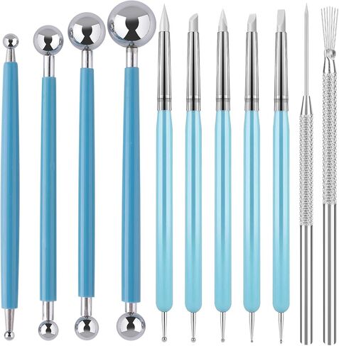 EUOCENK 14PCS Silicone Clay Sculpting Tool, Ball Stylus Clay Tools, Clay Shaper Brushes for Modeling, Dotting, Polymer Clay, Pottery Crafts, Nail Art, Rock, Blending, Drawing, Air Dry Clay, Ceramics in Saudi Arabia