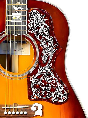 جيتار صوتي بيك جارد 2.4 ملم مقاوم للخدش باللون الأحمر السلحفاة | يناسب مارتن D-28، جيبسون J-45، J-200، SJ200، تايلور 314ce | حجم جامبو/المدرعة البحرية | لاصق 3M (أحمر-بني) in Kuwait