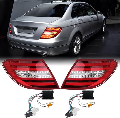 W204 Left LED Tail Lights Compatible with Mercedes Benz C250 C300 C350 C63 AMG 2011 2012 2013 2014, Right Brake Turn Signal Taillight, Passenger Side Taillamp Replacement in Saudi Arabia