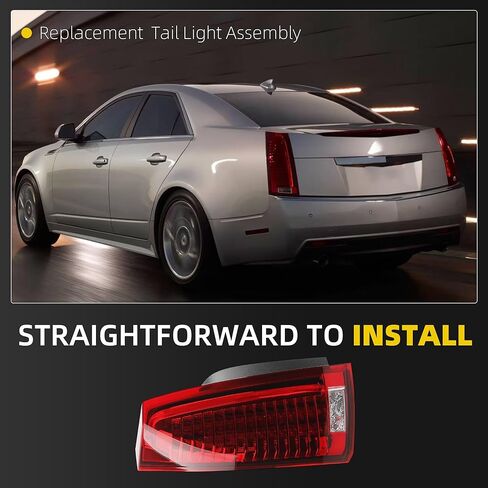 Dasbecan Tail Light Assembly Compatible with 2008-2014 Cadillac CTS LED Rear Lamp Taillight Left Driver Side Replace# GM2800225 22806053 in Saudi Arabia