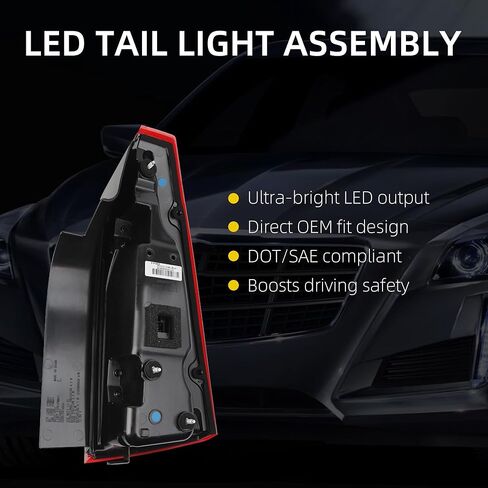 Dasbecan Tail Light Assembly Compatible with 2008-2014 Cadillac CTS LED Rear Lamp Taillight Left Driver Side Replace# GM2800225 22806053 in Saudi Arabia