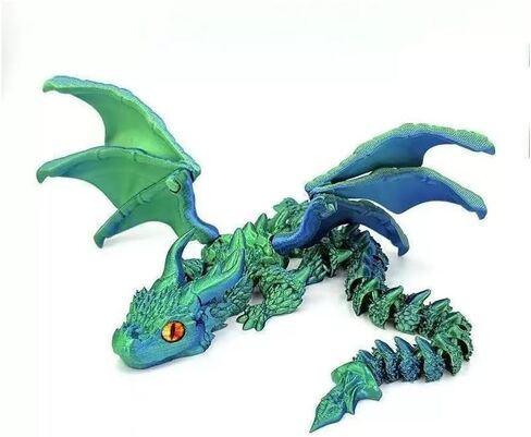 3D Printed Wyvern Dragon with Wings Multi-Jointed Movable Simulation Model Gift Desktop Ornaments Toys (Golden) in Kuwait