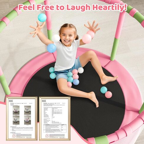 ترامبولين مقاس 55 بوصة للأطفال مع حاوية، ترامبولين للأطفال 6 في 1 للاستخدام الداخلي والخارجي، ترقية أنبوب كامل مضاد للصدأ مع قضبان جمباز قابلة للتعديل، هدية للأولاد والبنات in Kuwait